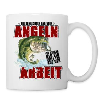 Ein schlechter Tag beim Angeln besser als Arbeit - Tasse - Weiß - Rechts