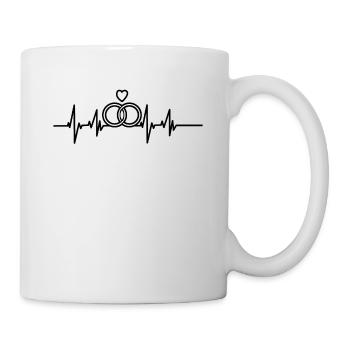 Ekg Ringe Ehepaar Hochzeit Geschenk - Tasse - Weiß - Rechts