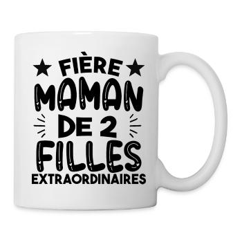 Fière maman de 2 filles extraordinaire cadeau mère - Mug blanc - blanc - Droite