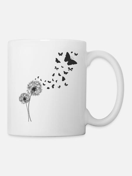 Papillon Papillon Pusteblume Dandelion - Mug blanc - blanc