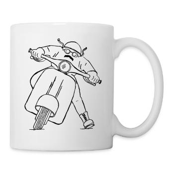 Silhouettes rockers sur le dessin de scooter - Mug blanc - blanc - Droite