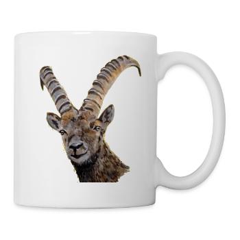 Scherenschnitt Tier Portrait Tierzeichen Steinbock - Tasse - Weiß - Rechts