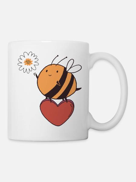 Abeilles et fleurs nature amour protection de l’environnement - Mug blanc - blanc
