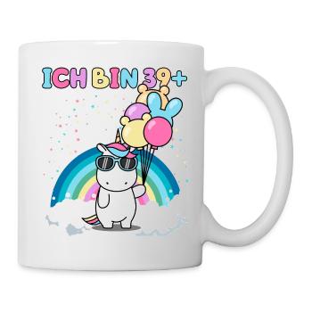 40 Geburtstag Frauen Männer Deko Geschenk Einhorn - Tasse - Weiß - Rechts