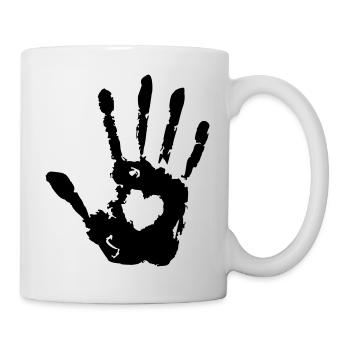 Stop Hand Right with Heart Print - Mug - white - Right