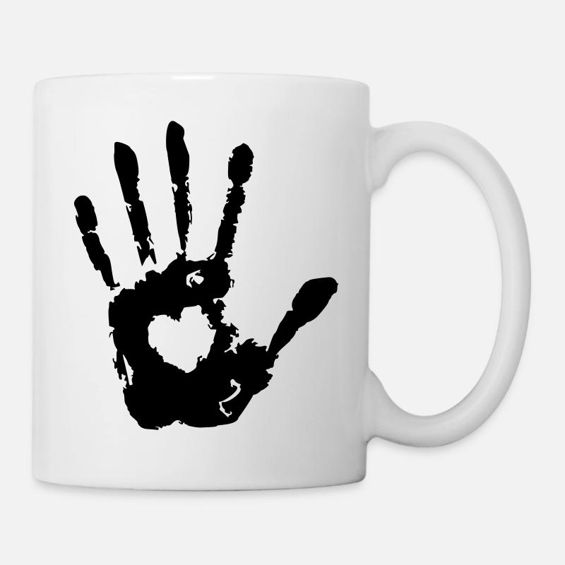 Arrêt main gauche empreinte cardiaque print - Mug blanc - blanc
