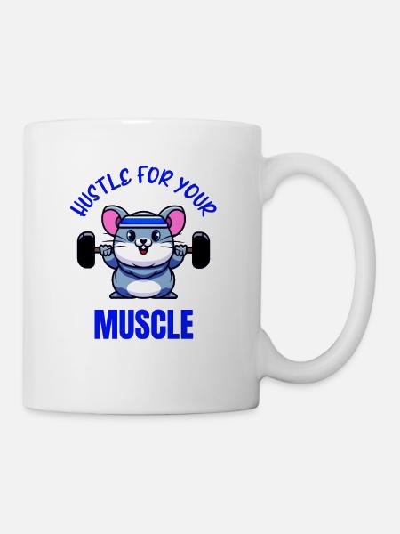 Maus Workout Krafttraining Lustiger Bodybuilder - Tasse - Weiß