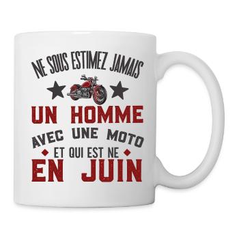 Cadeau humour homme moto, motard, biker, naissance - Mug blanc - blanc - Droite
