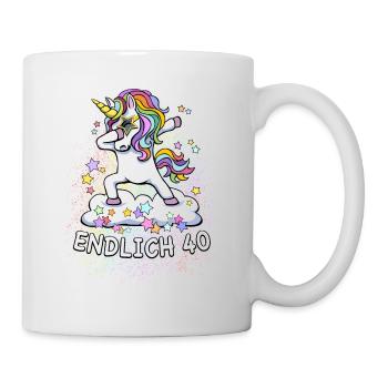 40. Geburtstag / Einhorn, endlich 40 - Tasse - Weiß - Rechts