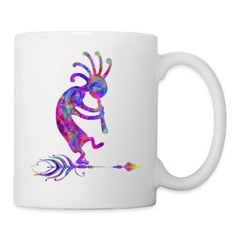 Native American Kokopelli With Feather 2 - Tasse - Weiß - Rechts