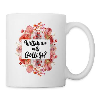Wetsch du mis Gotti fragen Patentante fragen - Tasse - Weiß - Rechts