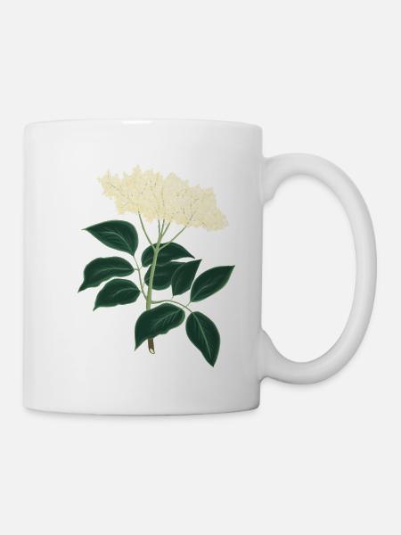 Holunder botanische Zeichnung - Tasse - Weiß