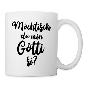 Götti fragen Patenonkel fragen Schweiz Lichtenstei - Tasse - Weiß - Rechts