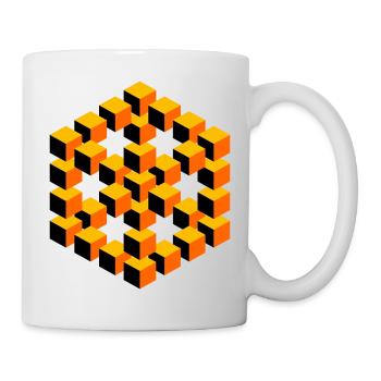 impossible figure Escher cubes de géométrie fantaisie - Mug blanc - blanc - Droite