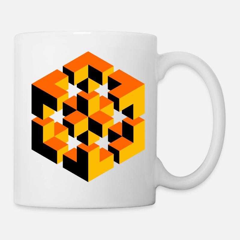 unmögliche Figur Escher magischer Würfel Geometrie - Tasse - Weiß