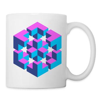 impossible figure Escher cubes de géométrie fantaisie - Mug blanc - blanc - Droite