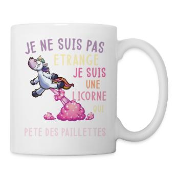 T shirt licorne femme. Cadeau rigolo - Mug blanc - blanc - Droite