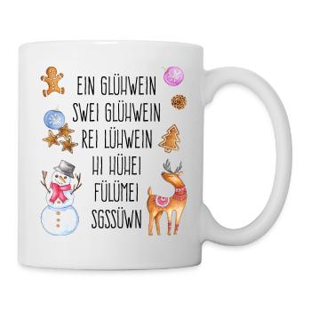 Ein Glühwein Swei Glühwein ... Weihnachtsmarkt - Tasse - Weiß - Rechts