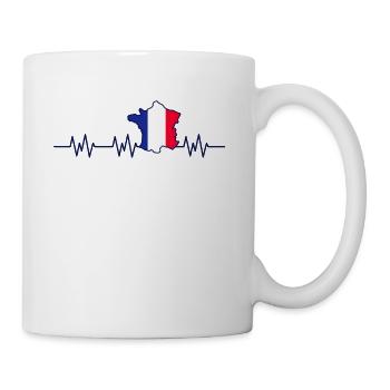 France Flag Heartbeat Pulse French - Mug - white - Right