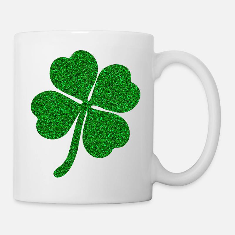 trèfle à quatre feuilles trèfle porte-bonheur - Mug blanc - blanc
