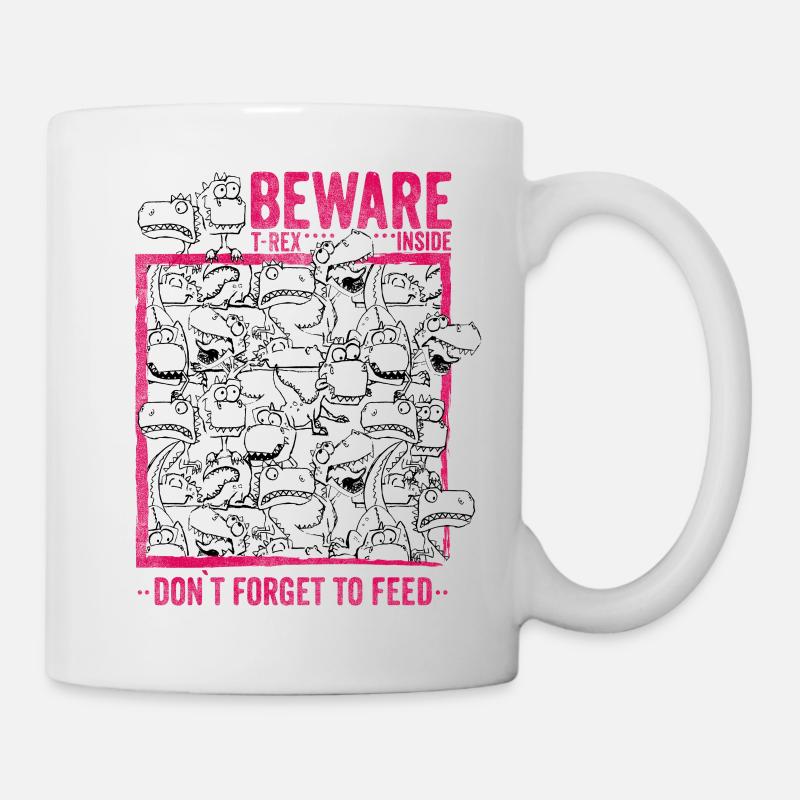 T-Rex inside - don’t forget to feed - Mug blanc - blanc