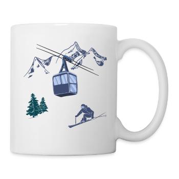 Scène de ski Station de remontées mécaniques Sports d’hiver - Mug blanc - blanc - Droite