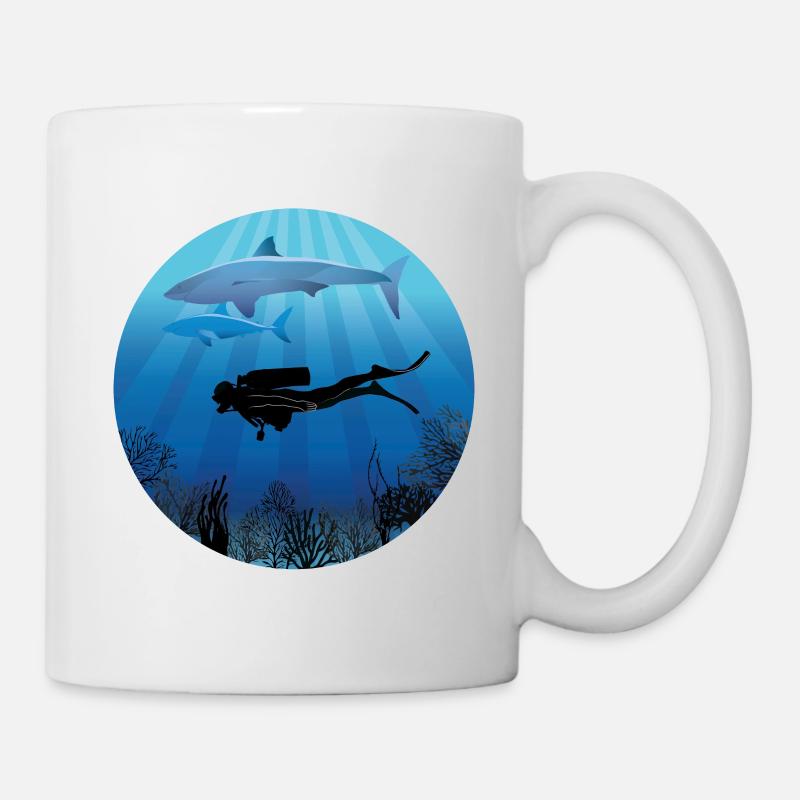 Plongeur plongeur plongeur de plongée de requin - Mug blanc - blanc