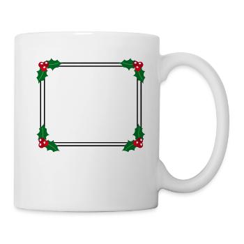 Winter frame with holly decoration - Mug - white - Right