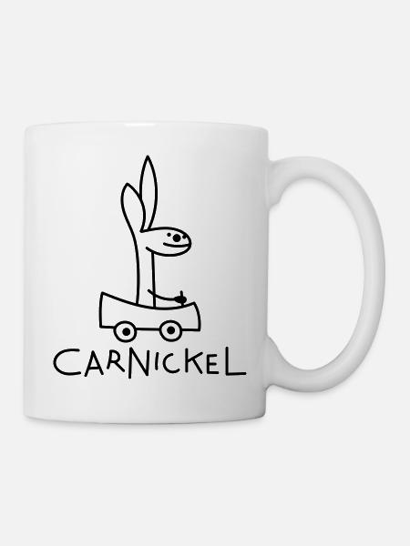 Kaninchen fährt Auto - Tasse - Weiß