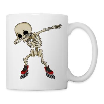dabbing skeleton on inline skates skelett knochen - Tasse - Weiß - Rechts