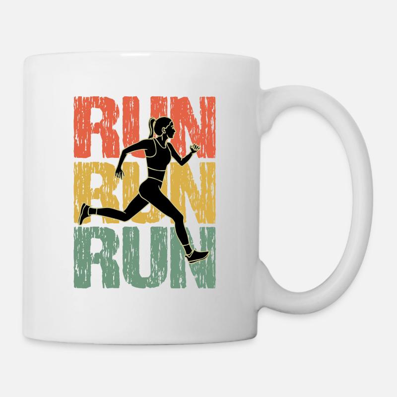 Run Run Run Vintage Runner Girl - Mug blanc - blanc