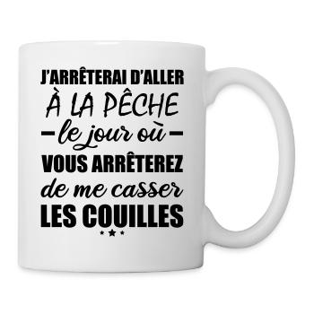 J'arrêterai d aller à la pêche,pêcheur,pêcheuse - Mug blanc - blanc - Droite