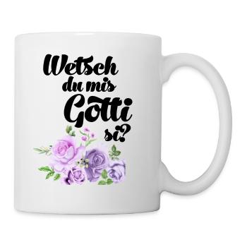Wetsch du mis Gotti fragen Patentante fragen - Tasse - Weiß - Rechts