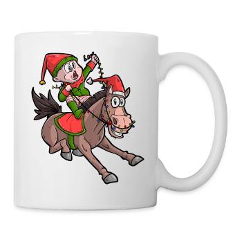 Pferd Weihnachten / Reiter Weihnachten - Tasse - Weiß - Rechts