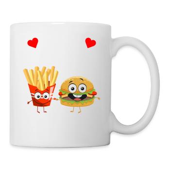 Burger Fries Love Heart Funny Humor Fast Food - Mug - white - Right