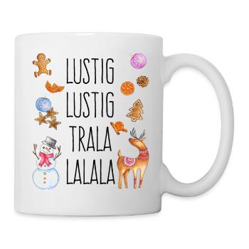 Lustig Lustig Tralalalala Ugly Christmas Mug - Tasse - Weiß - Rechts
