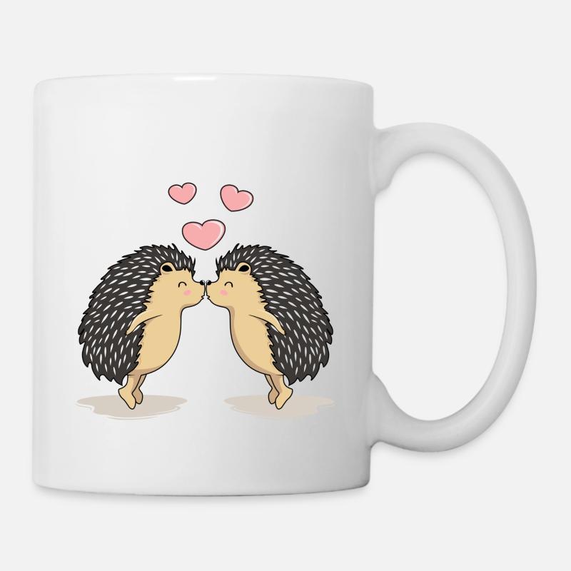 Doux baisers de hérissons - Mug blanc - blanc