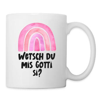 Wetsch du mis Gotti fragen Patentante fragen - Tasse - Weiß - Rechts