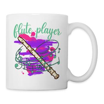 flûte flûtiste flûte à bec joueur de flûte traversière flûte traversière - Mug blanc - blanc - Droite
