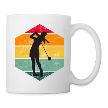 Golf Frauen Vintage Golfer Golfspieler Damen Golf - Tasse - Weiß - Rechts