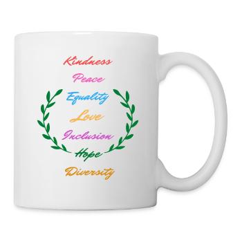Kindness Peace Equality Love Inclusion Hope Divers - Mug blanc - blanc - Droite