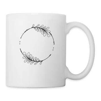 Cadre circulaire noir avec feuilles - Mug blanc - blanc - Droite