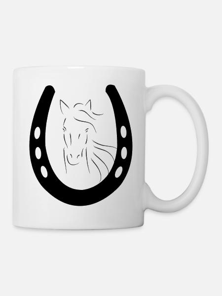 Horse with horseshoe - Mug - white