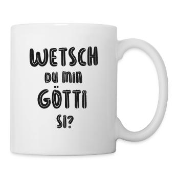 Wetsch du min Götti si Patenonkel Schweiz Baby - Tasse - Weiß - Rechts
