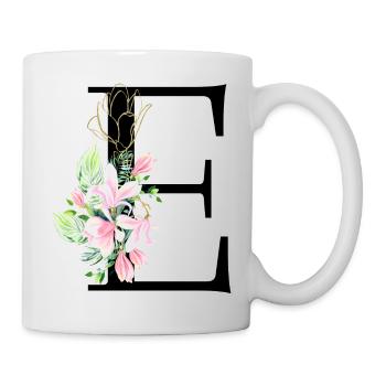 Lettre E Aquarelle de Monogramme Floral - Mug blanc - blanc - Droite