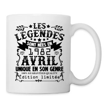Vintage Flourish Cadeau Anniversaire Avril 1982 - Mug blanc - blanc - Droite