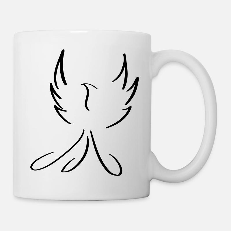 Phönix Line Art - Minimalistisch - Tasse - Weiß