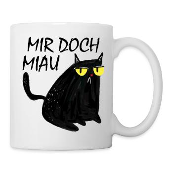 Mir Doch Miau - Lustige Schwarze Katze - Tasse - Weiß - Rechts