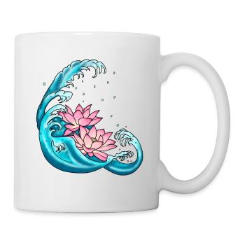 Lotus Blume Tattoo Seerosen - Tasse - Weiß - Rechts