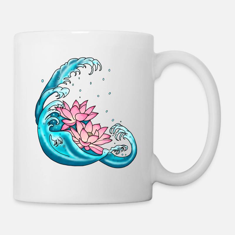 Fleur de lotus tatouage nénuphars - Mug blanc - blanc